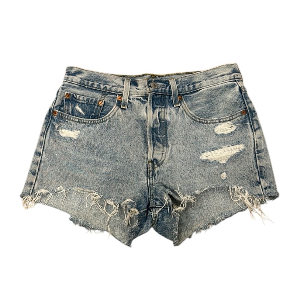 Levi’s High Rise Ripped Denim Shorts - Picture 1 of 6